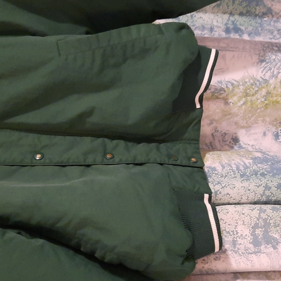 Vintage letterman jacket Upcycled green, pink , blue size xl women's oversize - Picture 3 of 6